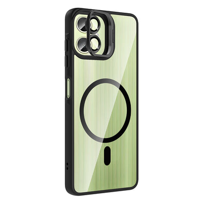 Galaxy A06 Kılıf Standlı ve Kamera Lens Hediyeli M-Safe Şarj Özellikli Zore Etro Kapak