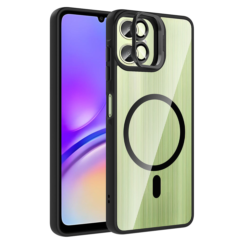 Galaxy A06 Kılıf Standlı ve Kamera Lens Hediyeli M-Safe Şarj Özellikli Zore Etro Kapak