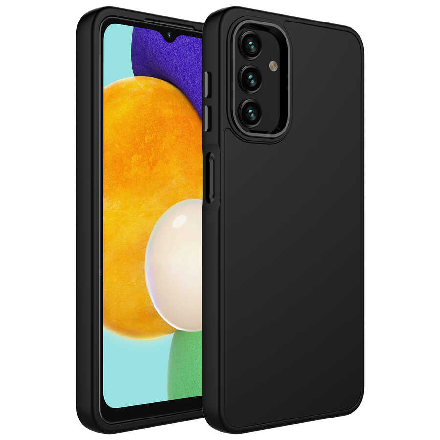 Galaxy A13 4G Kılıf Metal Çerçeve ve Buton Tasarımlı Silikon Zore Luna Kapak