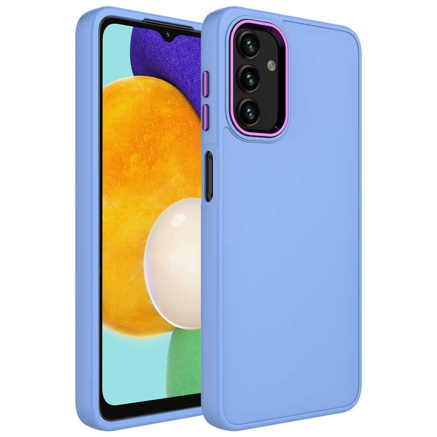 Galaxy A13 4G Kılıf Metal Çerçeve ve Buton Tasarımlı Silikon Zore Luna Kapak
