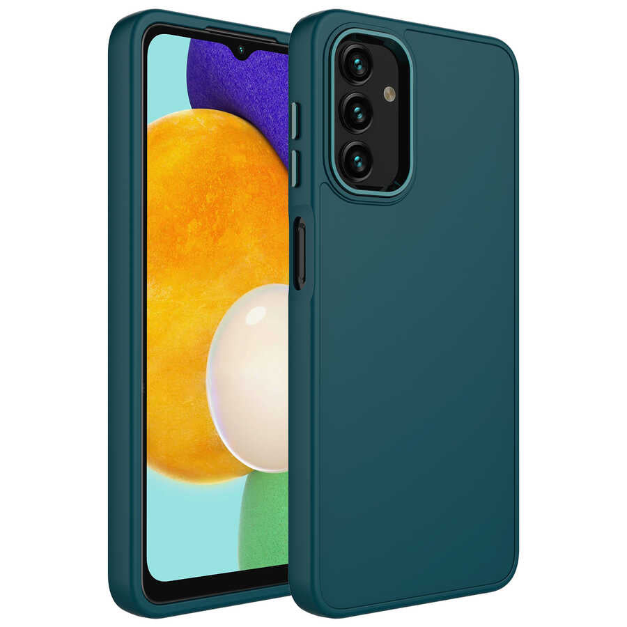 Galaxy A13 4G Kılıf Metal Çerçeve ve Buton Tasarımlı Silikon Zore Luna Kapak