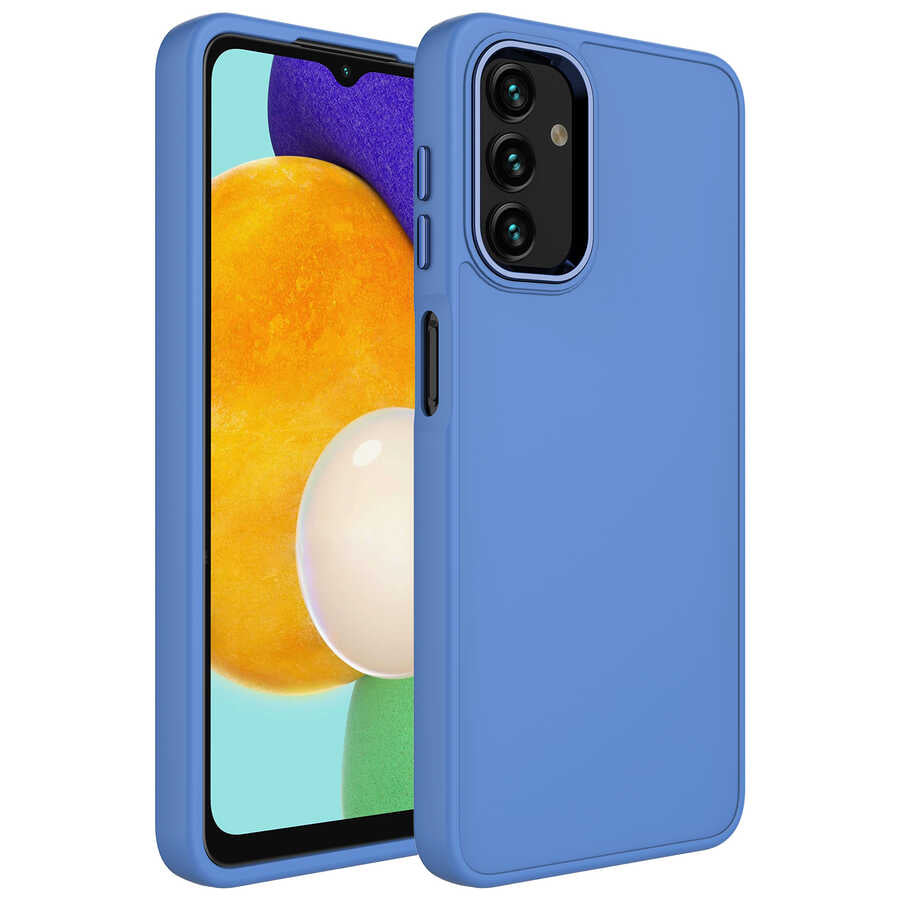 Galaxy A13 4G Kılıf Metal Çerçeve ve Buton Tasarımlı Silikon Zore Luna Kapak