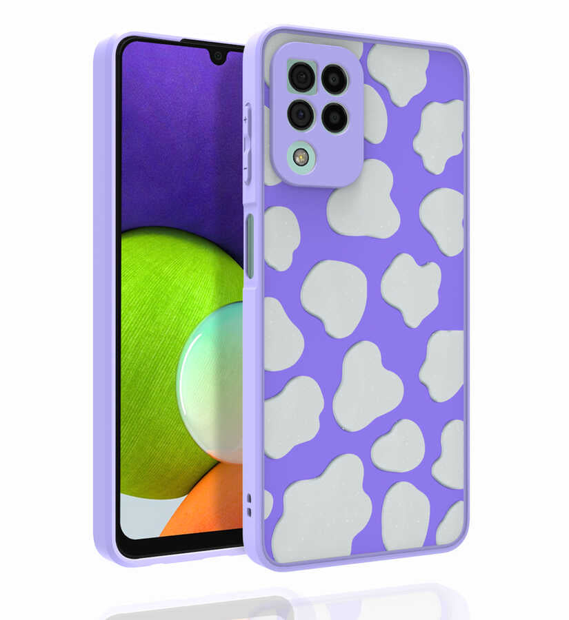 Galaxy A22 4G Kılıf Desenli Kamera Korumalı Parlak Zore Nora Kapak