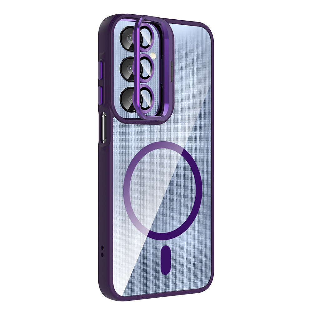 Galaxy A25 Kılıf Standlı ve Kamera Lens Hediyeli M-Safe Şarj Özellikli Zore Etro Kapak