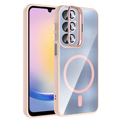 Galaxy A25 Kılıf Standlı ve Kamera Lens Hediyeli M-Safe Şarj Özellikli Zore Etro Kapak