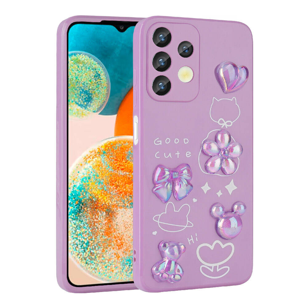 Galaxy A32 4G Kılıf Kabartma Figürlü Parlak Zore Toys Silikon Kapak