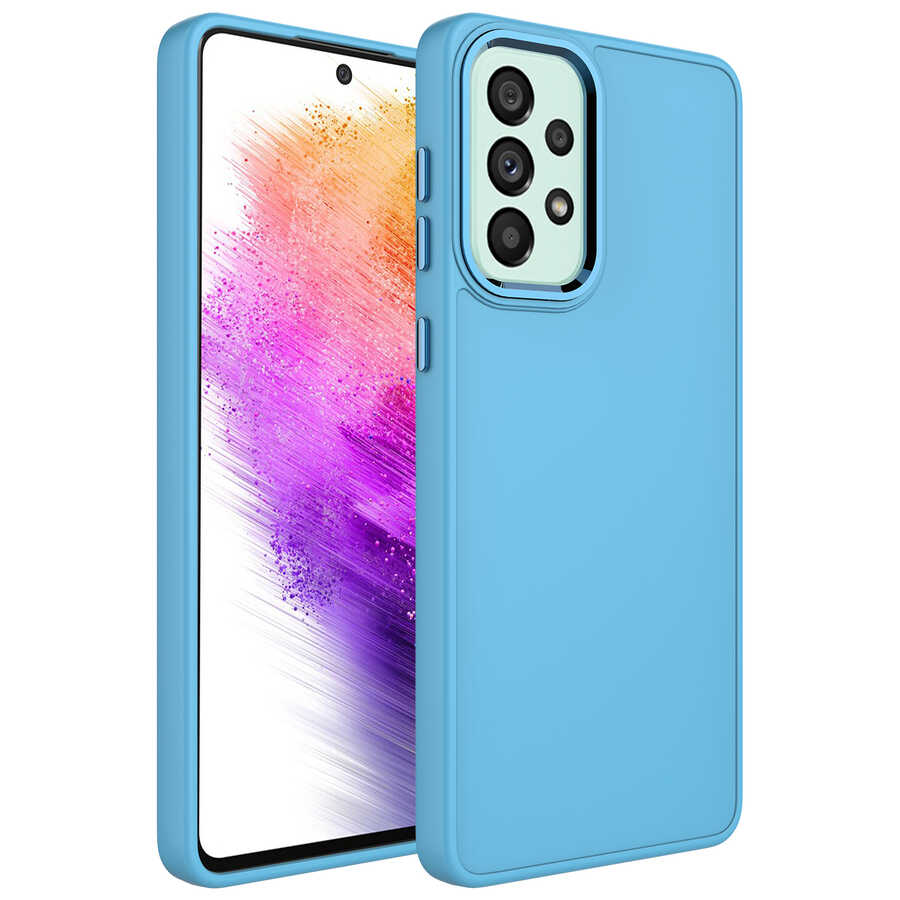 Galaxy A32 4G Kılıf Metal Çerçeve ve Buton Tasarımlı Silikon Zore Luna Kapak