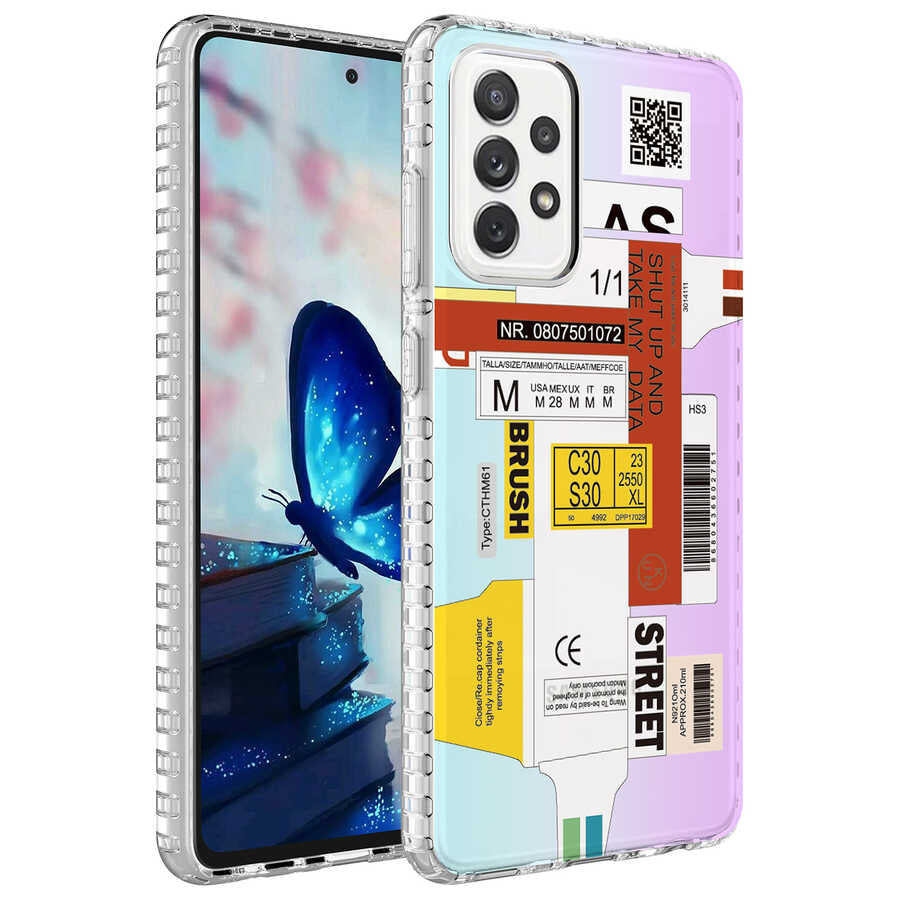 Galaxy A33 5G Kılıf Airbag Kenarlı Renkli Desenli Silikon Zore Elegans Kapak