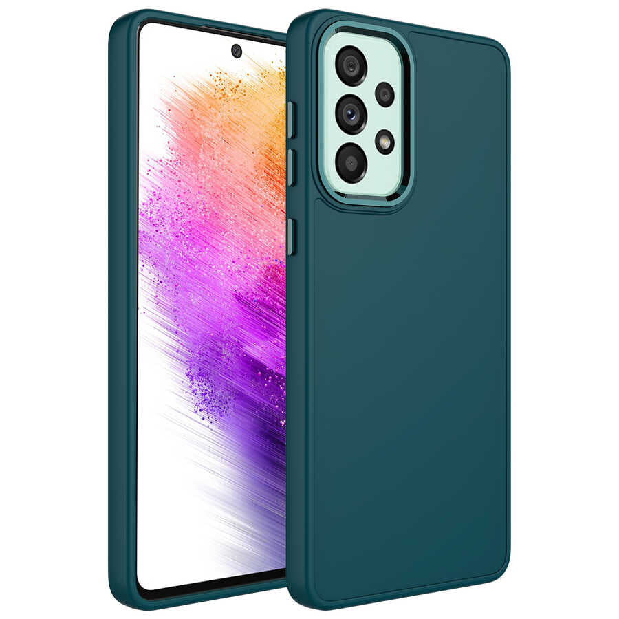 Galaxy A33 5G Kılıf Metal Çerçeve ve Buton Tasarımlı Silikon Zore Luna Kapak
