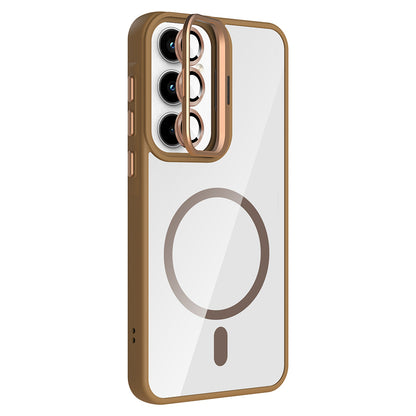 Galaxy A35 Kılıf Standlı ve Kamera Lens Hediyeli M-Safe Şarj Özellikli Zore Etro Kapak