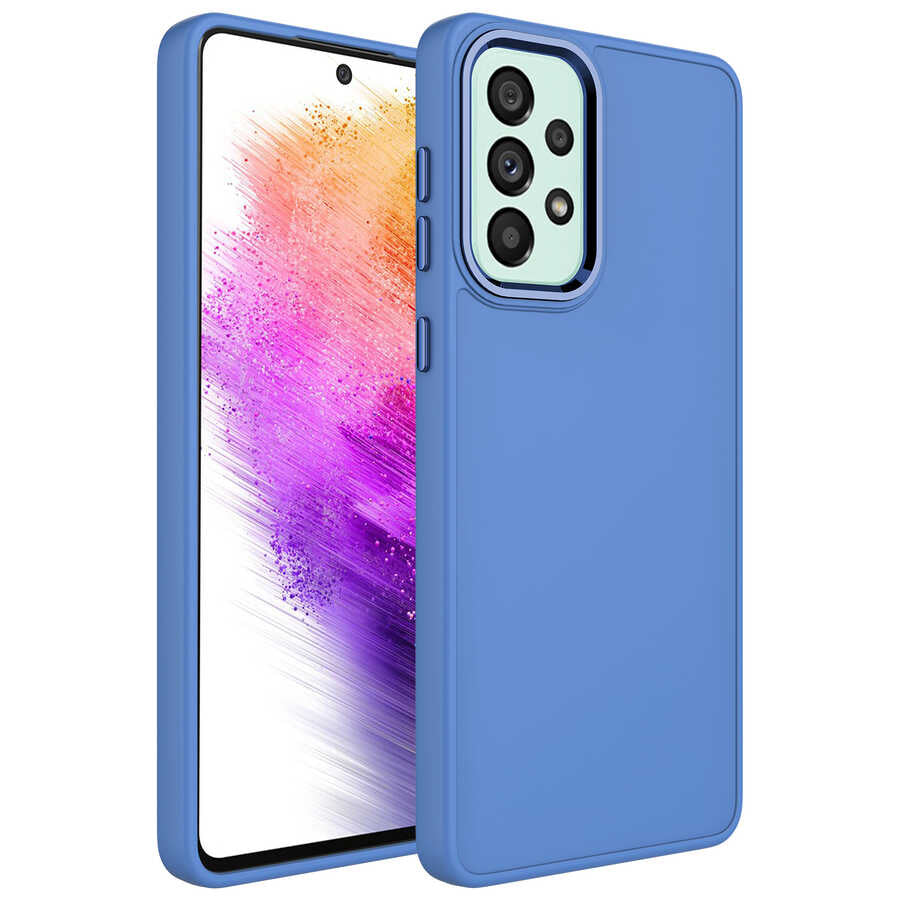 Galaxy A53 5G Kılıf Metal Çerçeve ve Buton Tasarımlı Silikon Zore Luna Kapak