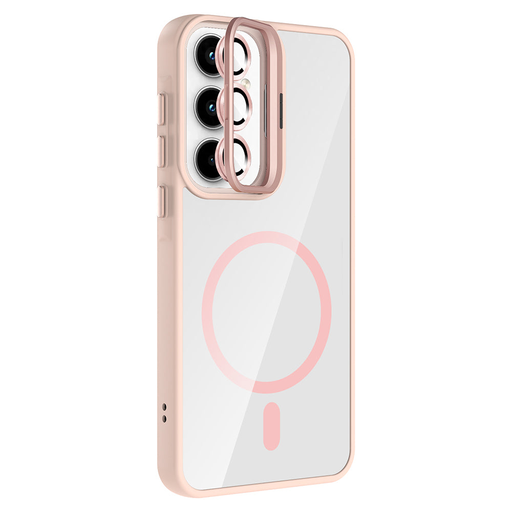 Galaxy A55 Kılıf Standlı ve Kamera Lens Hediyeli M-Safe Şarj Özellikli Zore Etro Kapak