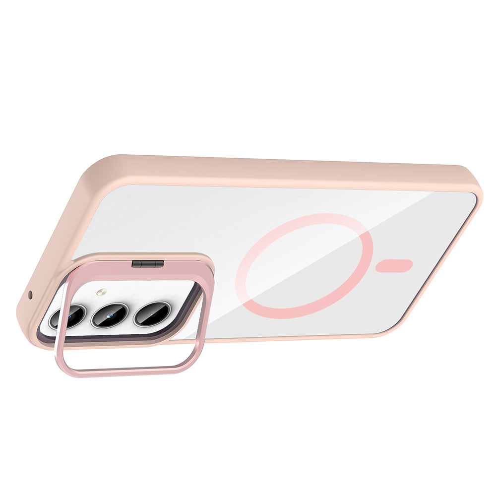 Galaxy A55 Kılıf Standlı ve Kamera Lens Hediyeli M-Safe Şarj Özellikli Zore Etro Kapak