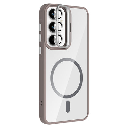 Galaxy A55 Kılıf Standlı ve Kamera Lens Hediyeli M-Safe Şarj Özellikli Zore Etro Kapak