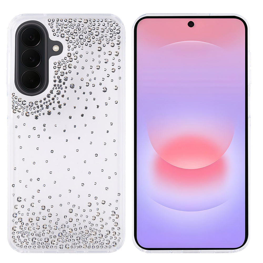Galaxy A57 Kılıf Airbag Tasarımlı Damla Taşlı Şeffaf Zore Pera Silikon Kapak