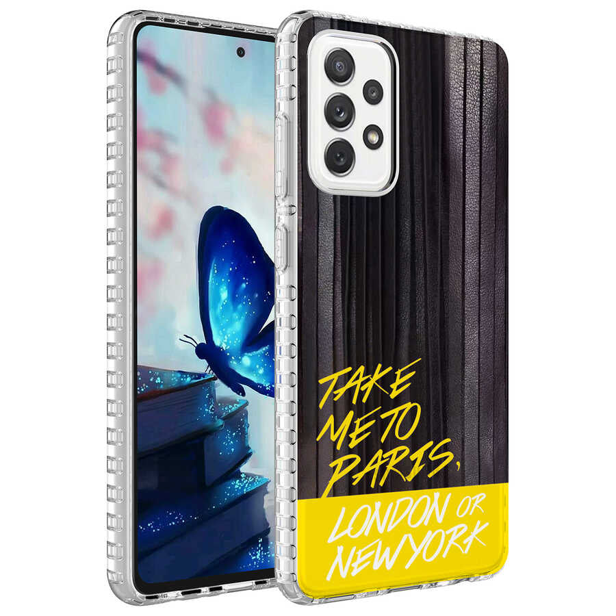 Galaxy A72 Kılıf Airbag Kenarlı Renkli Desenli Silikon Zore Elegans Kapak