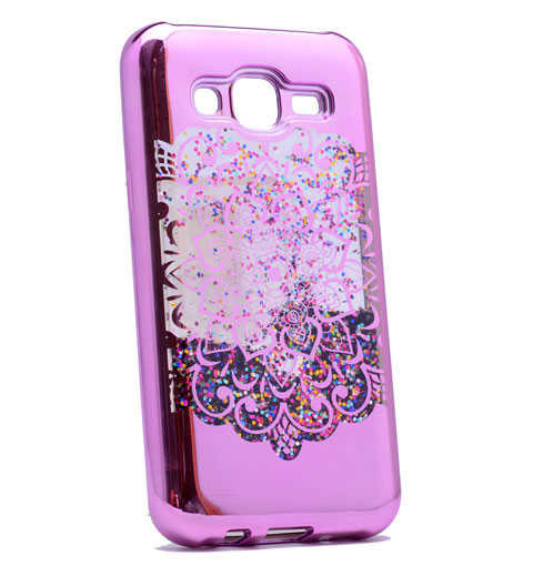 Galaxy J5 2016 Kılıf Zore Lazer Çiçekli Sıvılı Silikon
