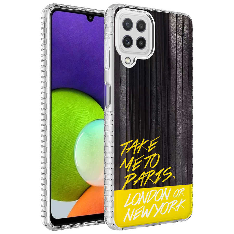 Galaxy M12 Kılıf Airbag Kenarlı Renkli Desenli Silikon Zore Elegans Kapak
