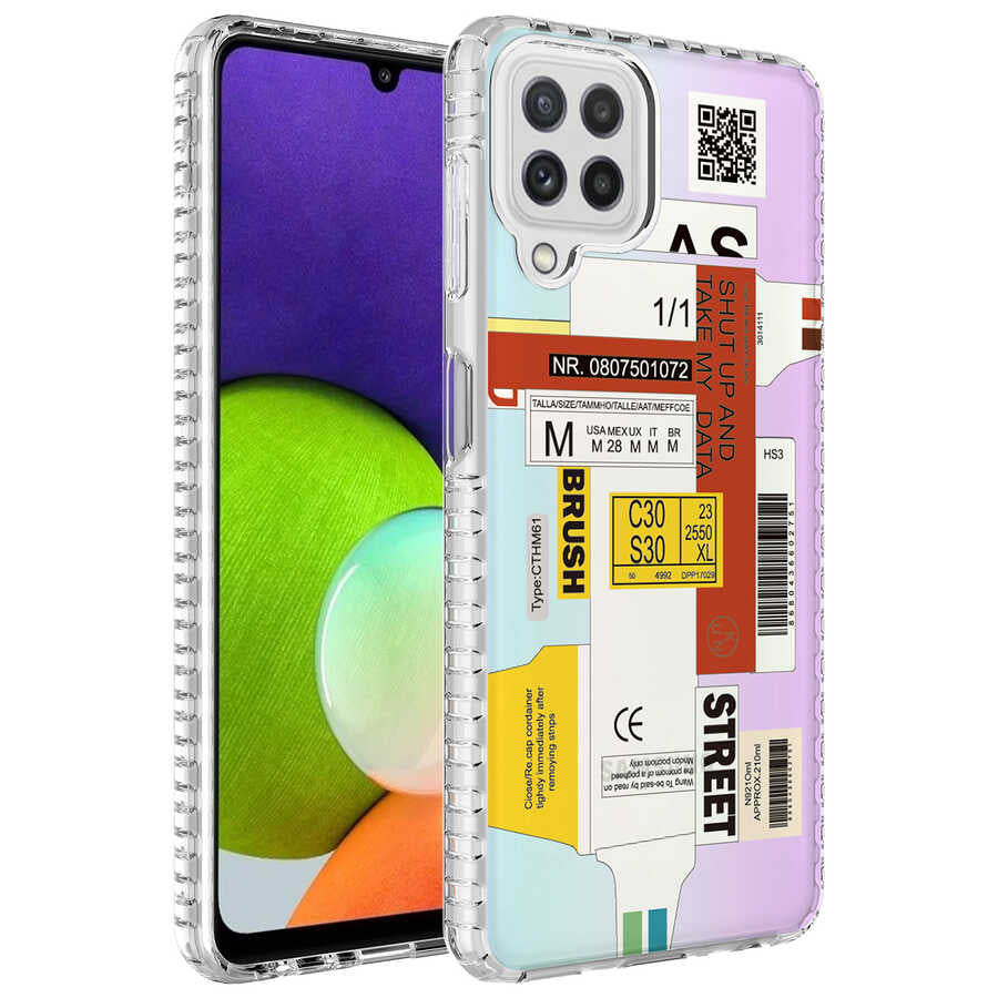 Galaxy M12 Kılıf Airbag Kenarlı Renkli Desenli Silikon Zore Elegans Kapak