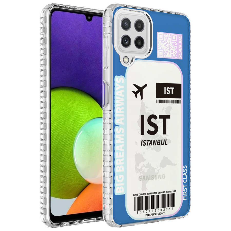 Galaxy M32 Kılıf Airbag Kenarlı Renkli Desenli Silikon Zore Elegans Kapak