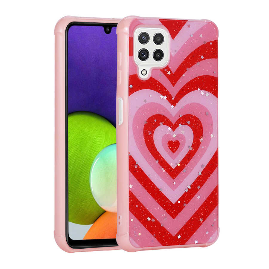 Galaxy M32 Kılıf Simli Desenli Kamera Korumalı Parlak Zore Popy Kapak