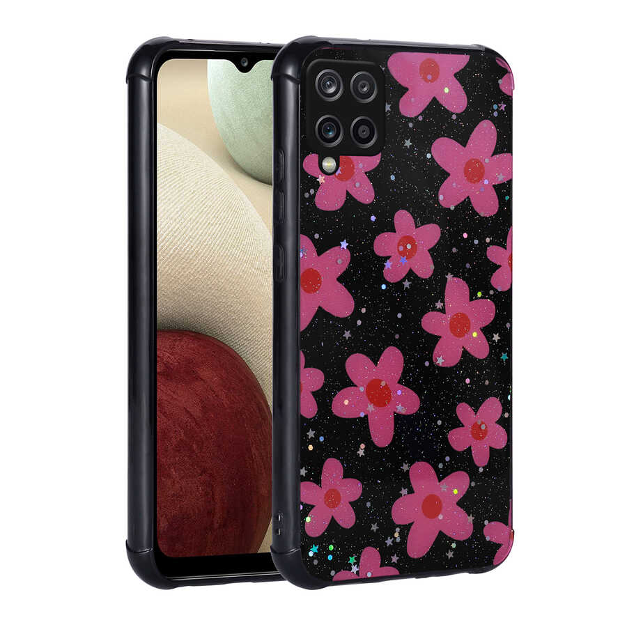Galaxy M33 Kılıf Simli Desenli Kamera Korumalı Parlak Zore Popy Kapak