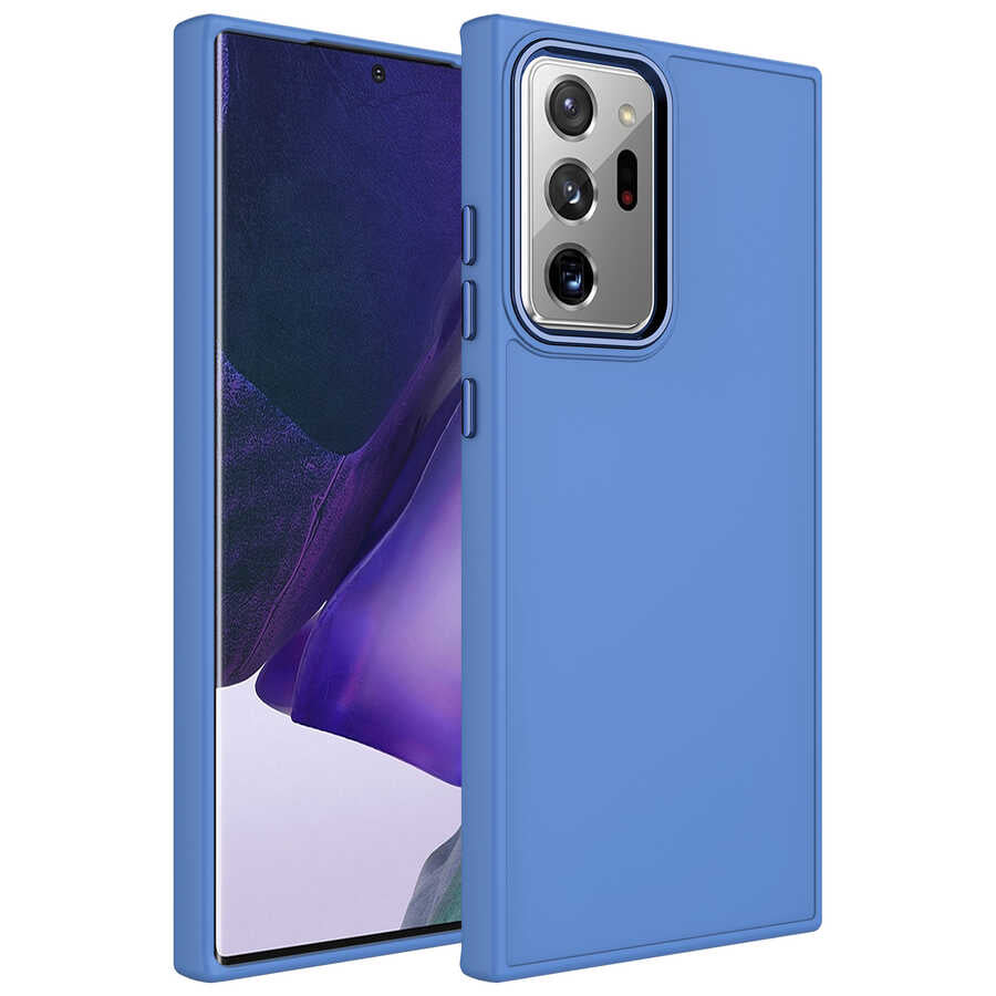 Galaxy Note 20 Ultra Kılıf Metal Çerçeve ve Buton Tasarımlı Silikon Zore Luna Kapak