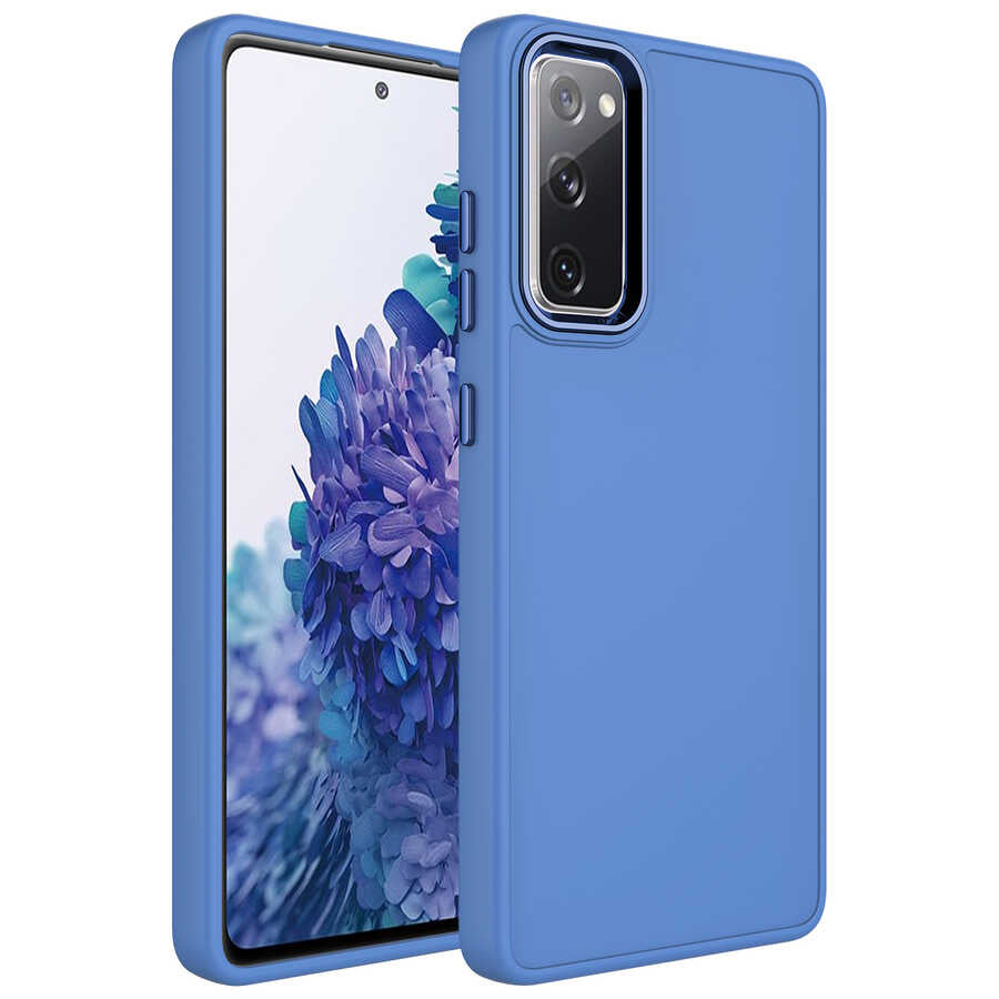 Galaxy S20 FE Kılıf Metal Çerçeve ve Buton Tasarımlı Silikon Zore Luna Kapak