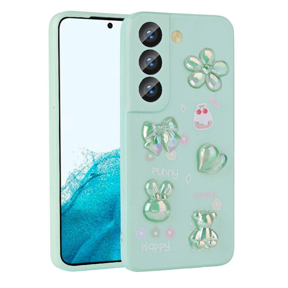 Galaxy S21 FE Kılıf Kabartma Figürlü Parlak Zore Toys Silikon Kapak