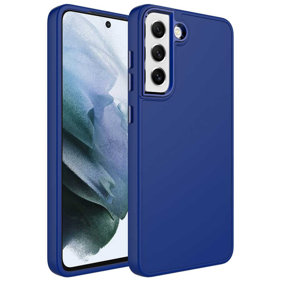 Galaxy S21 FE Kılıf Metal Çerçeve ve Buton Tasarımlı Silikon Zore Luna Kapak