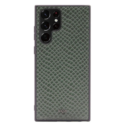 Galaxy S22 Ultra Kılıf Kajsa Pearl Pattern Hakiki Deri Kapak