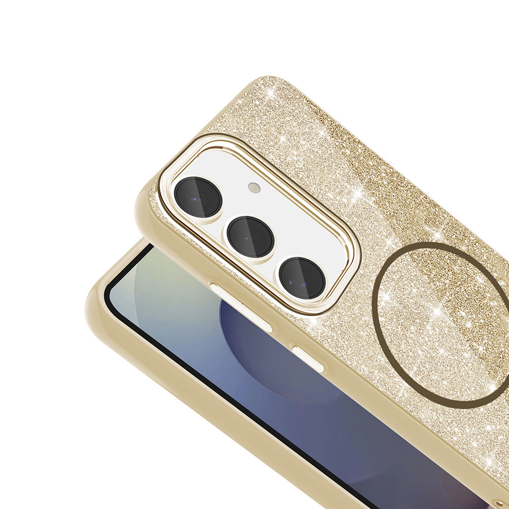Galaxy S23 FE Kılıf M-safe Şarj Özellikli Parlayan Simli Zore Okso Kapak