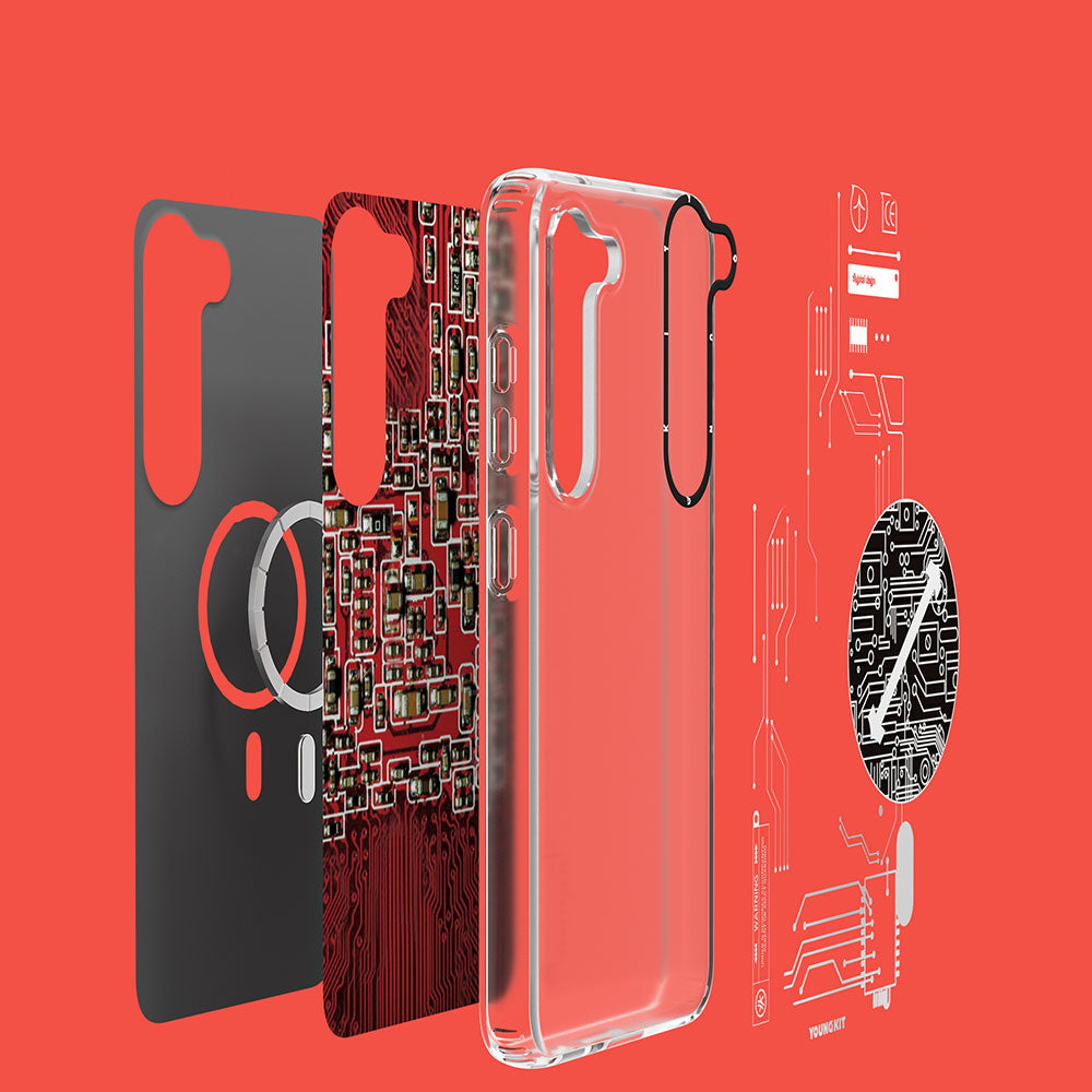 Galaxy S23 Kılıf M-safe Şarj Özellikli YoungKit Technology Serisi Kapak