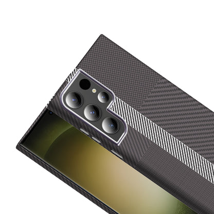 Galaxy S23 Ultra Kılıf M-safe Şarj Özellikli Karbon Fiber Görünümlü Zore Gros Kapak