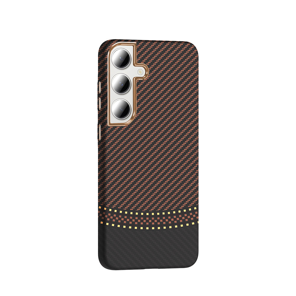 Galaxy S24 FE Kılıf M-safe Şarj Özellikli Karbon Fiber Görünümlü Zore Gros Kapak