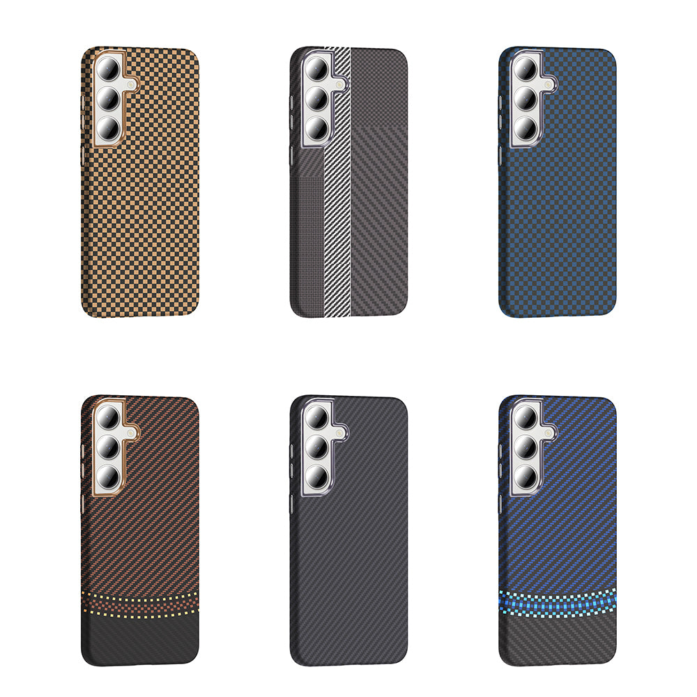 Galaxy S24 FE Kılıf M-safe Şarj Özellikli Karbon Fiber Görünümlü Zore Gros Kapak