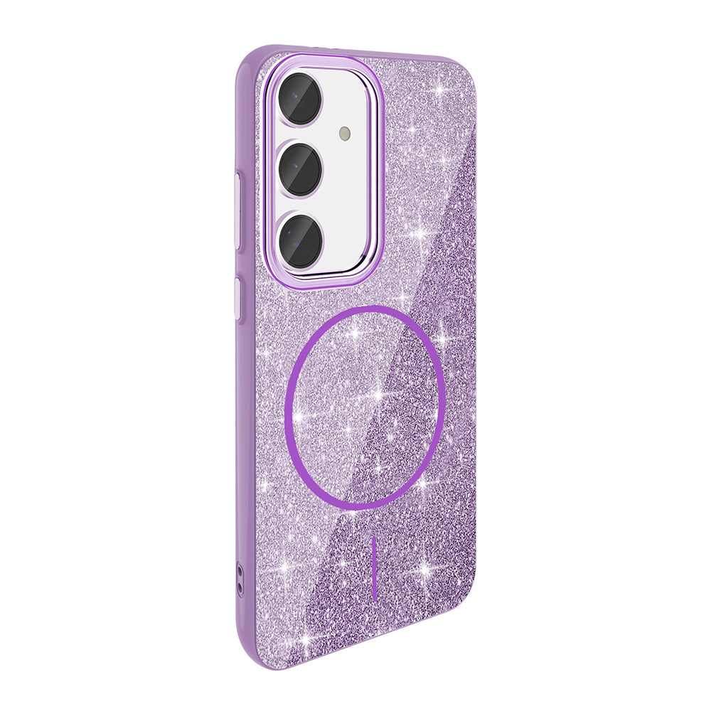 Galaxy S24 FE Kılıf M-safe Şarj Özellikli Parlayan Simli Zore Okso Kapak
