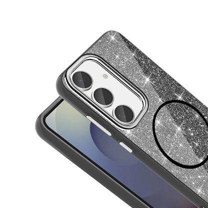 Galaxy S24 FE Kılıf M-safe Şarj Özellikli Parlayan Simli Zore Okso Kapak