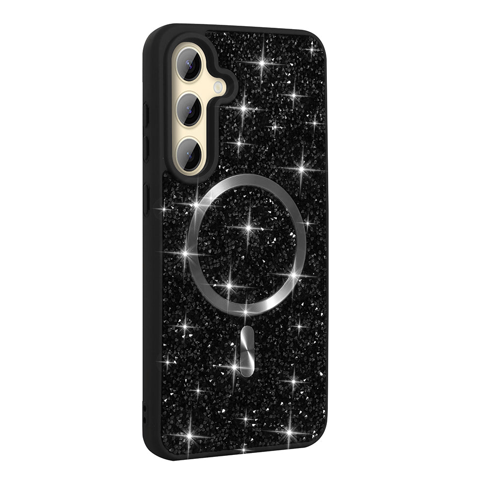 Galaxy S24 FE Kılıf Pırlanta Tasarımlı M-safe Şarj Özellikli Zore Mozaik Silikon Kapak
