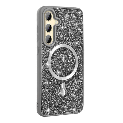 Galaxy S24 FE Kılıf Pırlanta Tasarımlı M-safe Şarj Özellikli Zore Mozaik Silikon Kapak