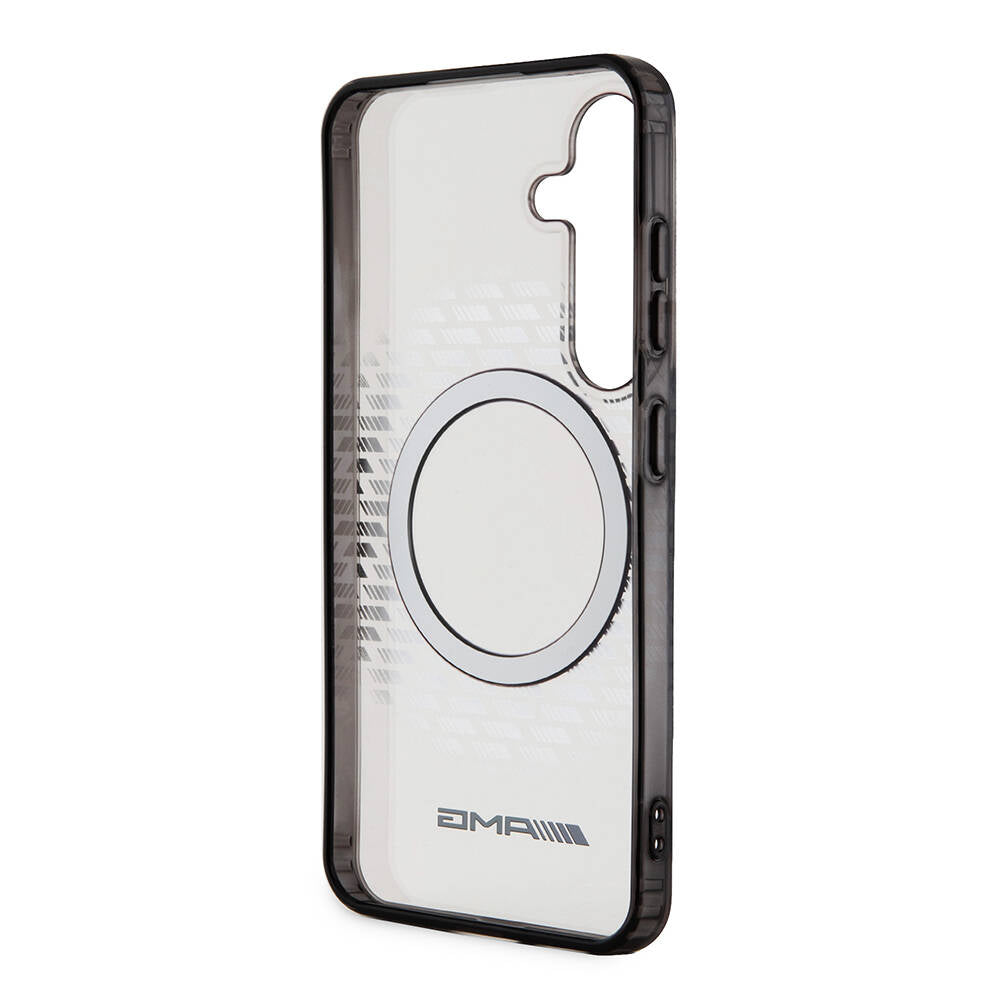Galaxy S24 Kılıf AMG Orjinal Lisanslı M-safe Şarj Özellikli Eşkenar Dörtgen Desenli Transparan Kapak