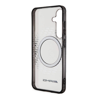 Galaxy S24 Kılıf AMG Orjinal Lisanslı M-safe Şarj Özellikli Eşkenar Dörtgen Desenli Transparan Kapak