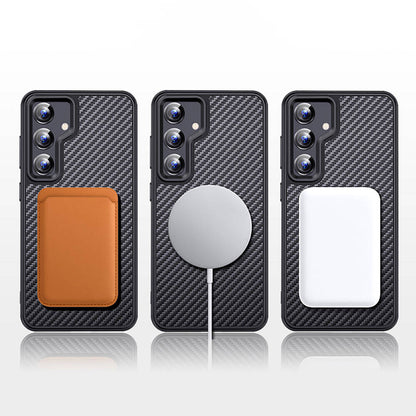 Galaxy S24 Kılıf Aramid Karbon Fiber M-safe Özellikli Wlons Radison Kapak
