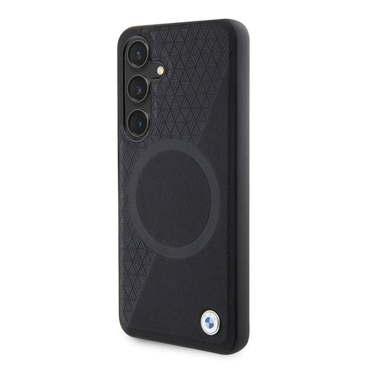 Galaxy S24 Kılıf BMW Orjinal Lisanslı M-safe Şarj Özellikli Yarım Dokulu Circle Leather Kapak