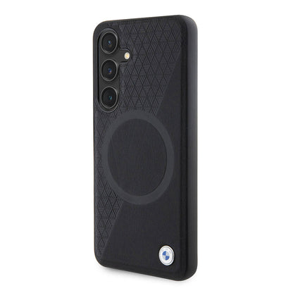 Galaxy S24 Kılıf BMW Orjinal Lisanslı M-safe Şarj Özellikli Yarım Dokulu Circle Leather Kapak