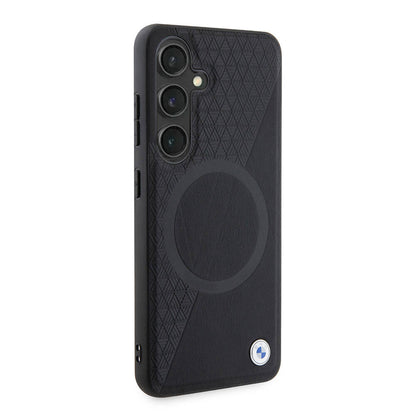 Galaxy S24 Kılıf BMW Orjinal Lisanslı M-safe Şarj Özellikli Yarım Dokulu Circle Leather Kapak