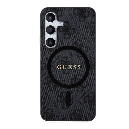 Galaxy S24 Kılıf Guess Orjinal Lisanslı M-safe Şarj Özellikli PU Halkalı 4G Desenli Yazı Logolu Kapak
