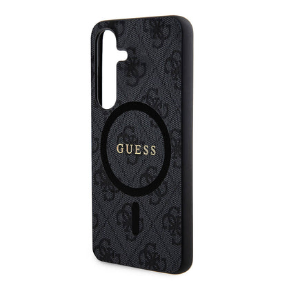 Galaxy S24 Kılıf Guess Orjinal Lisanslı M-safe Şarj Özellikli PU Halkalı 4G Desenli Yazı Logolu Kapak