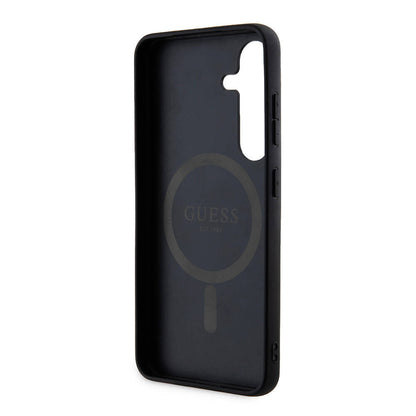 Galaxy S24 Kılıf Guess Orjinal Lisanslı M-safe Şarj Özellikli PU Halkalı 4G Desenli Yazı Logolu Kapak