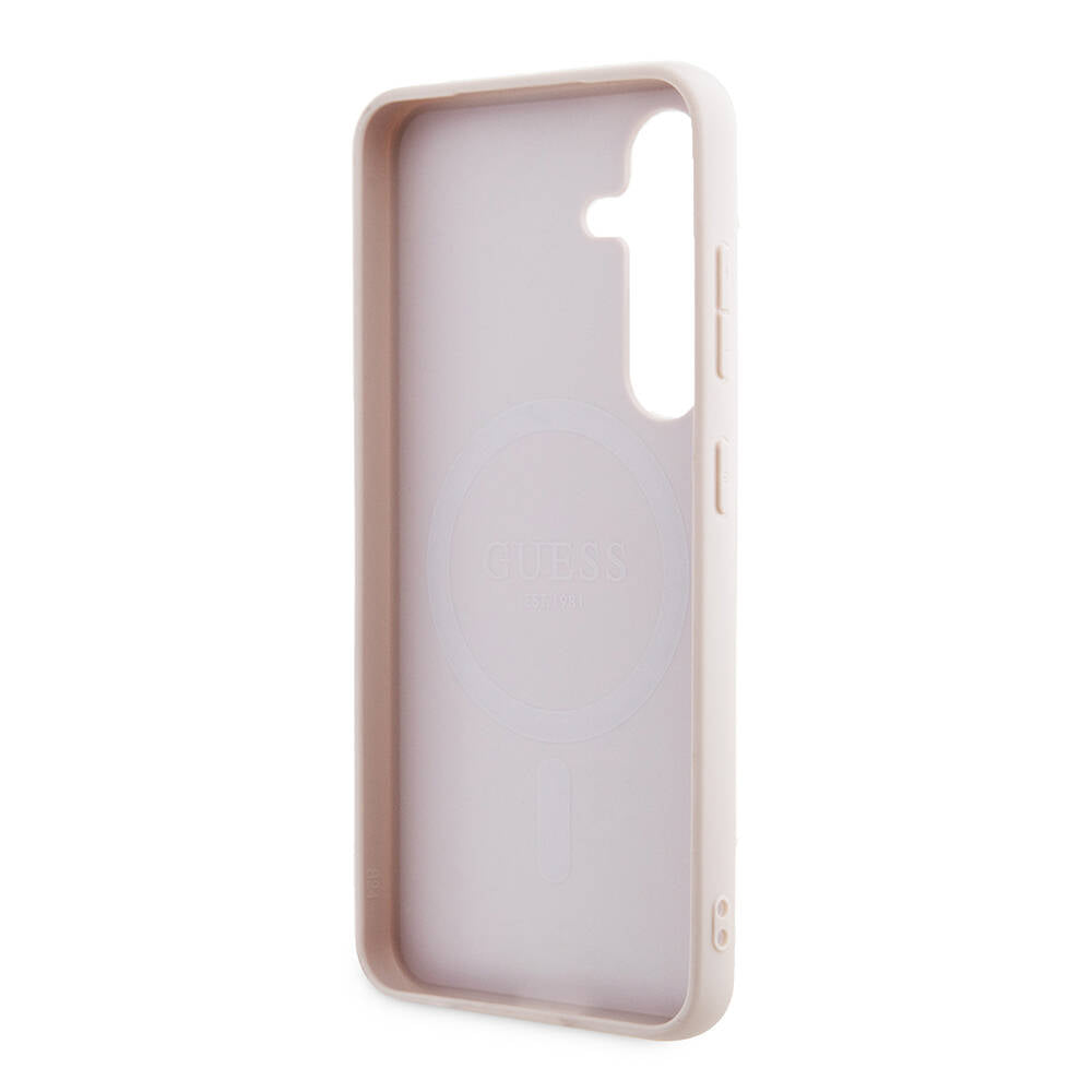 Galaxy S24 Kılıf Guess Orjinal Lisanslı PU Deri Yazı ve 4G Metal Logolu Desenli Kapak